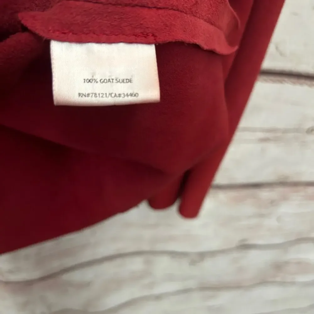 EILEEN FISHER Goat Suede Button Down Jacket Dark Red Size Medium - Picture 5 of 6